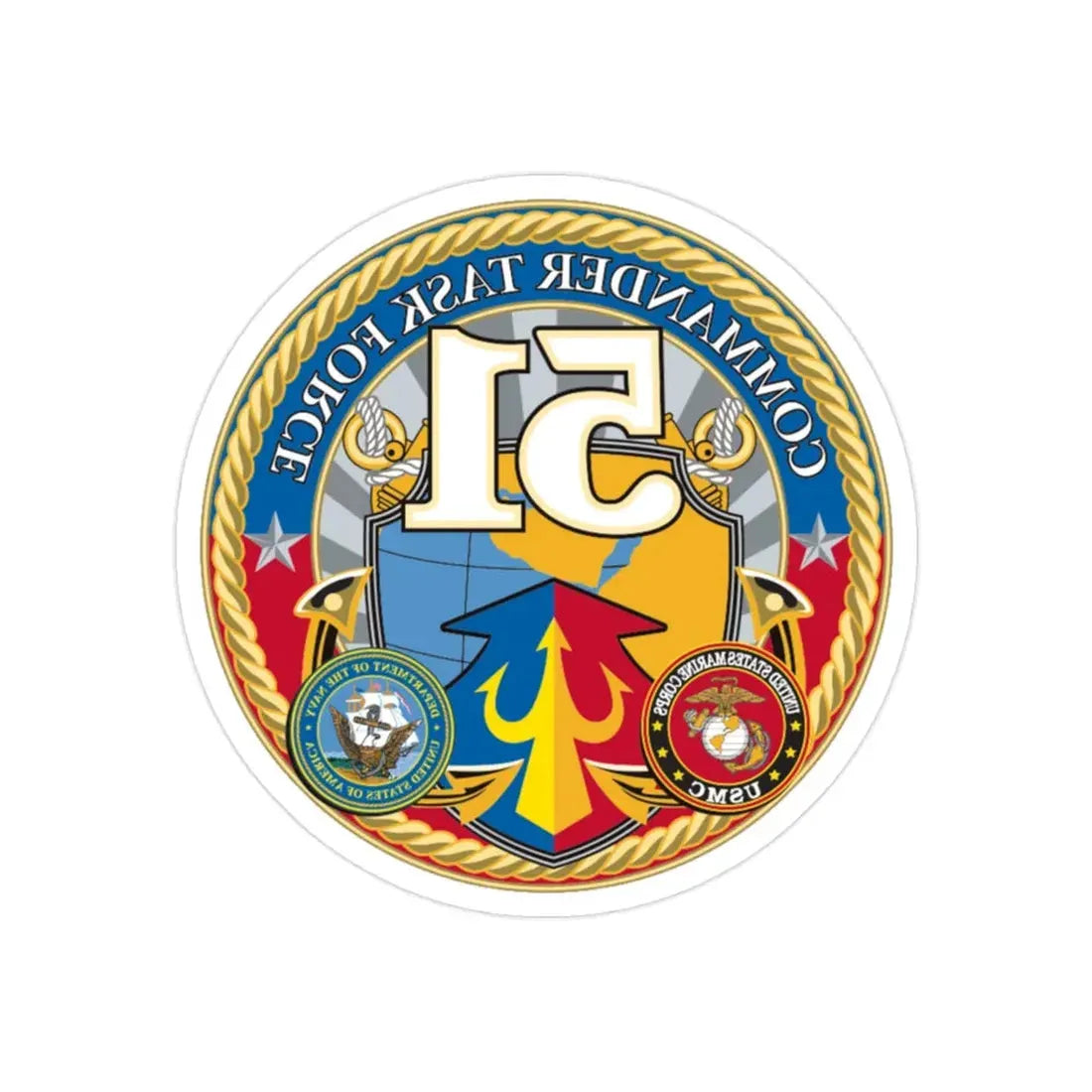 USCGC Command Task Force (U.S. Coast Guard) REVERSE PRINT Transparent Die-Cut STICKER 2 Inch Die-Cut Transparent - The Sticker Space