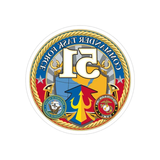 USCGC Command Task Force (U.S. Coast Guard) REVERSE PRINT Transparent Die-Cut STICKER 2 Inch Die-Cut Transparent - The Sticker Space