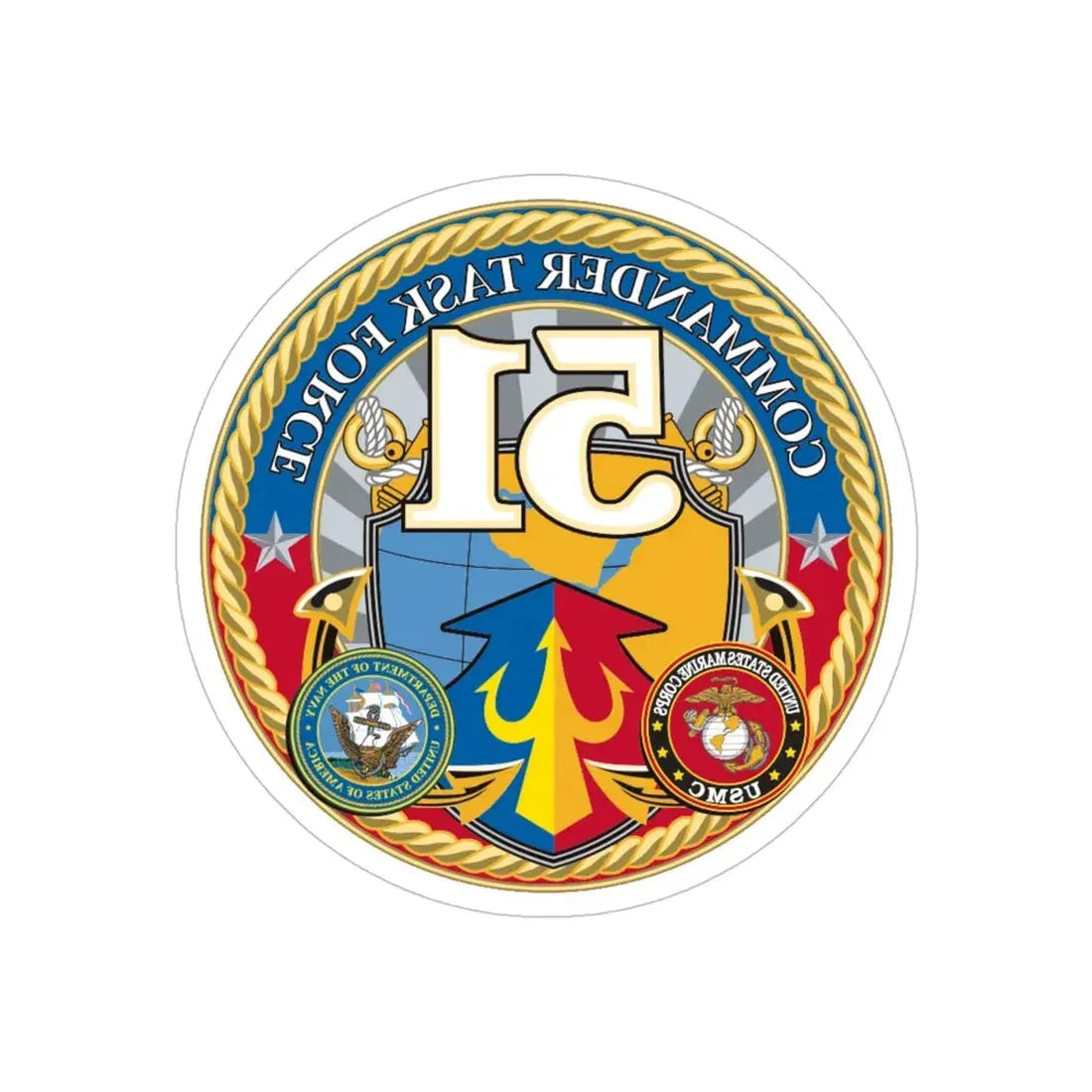 USCGC Command Task Force (U.S. Coast Guard) REVERSE PRINT Transparent Die-Cut STICKER 6 Inch Die-Cut Transparent - The Sticker Space