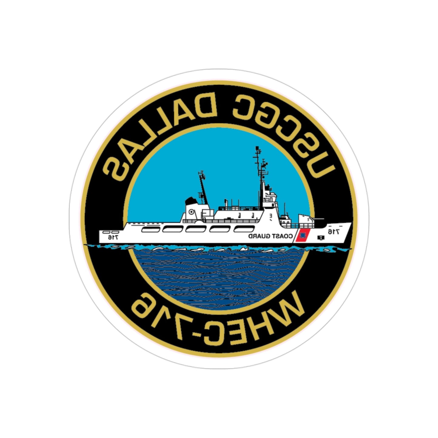 USCGC Dallas WHEC 716 2 (U.S. Coast Guard) REVERSE PRINT Transparent STICKER-3" × 3"-The Sticker Space