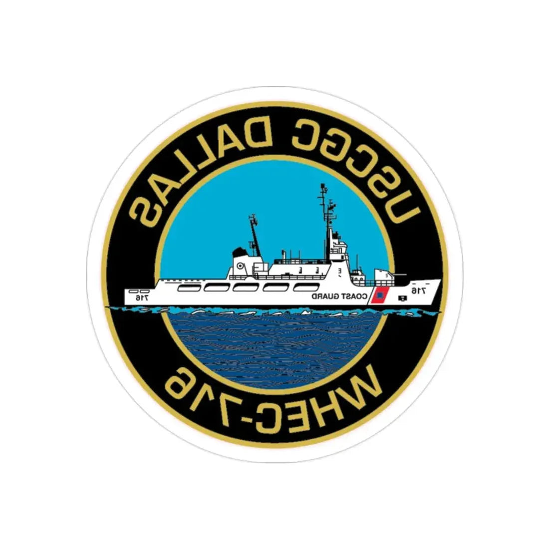 USCGC Dallas WHEC 716 2 (U.S. Coast Guard) REVERSE PRINT Transparent Die-Cut STICKER 2 Inch Die-Cut Transparent - The Sticker Space