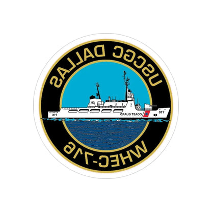 USCGC Dallas WHEC 716 2 (U.S. Coast Guard) REVERSE PRINT Transparent Die-Cut STICKER 3 Inch Die-Cut Transparent - The Sticker Space