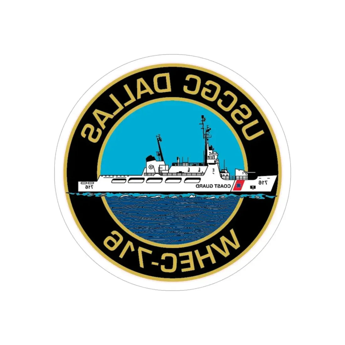 USCGC Dallas WHEC 716 2 (U.S. Coast Guard) REVERSE PRINT Transparent Die-Cut STICKER 5 Inch Die-Cut Transparent - The Sticker Space