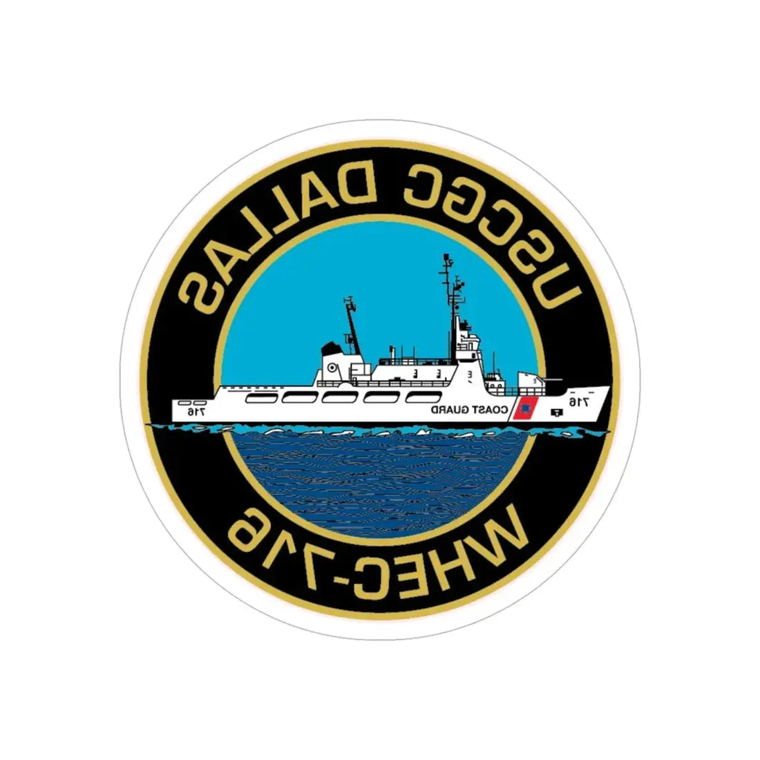 USCGC Dallas WHEC 716 2 (U.S. Coast Guard) REVERSE PRINT Transparent Die-Cut STICKER 6 Inch Die-Cut Transparent - The Sticker Space
