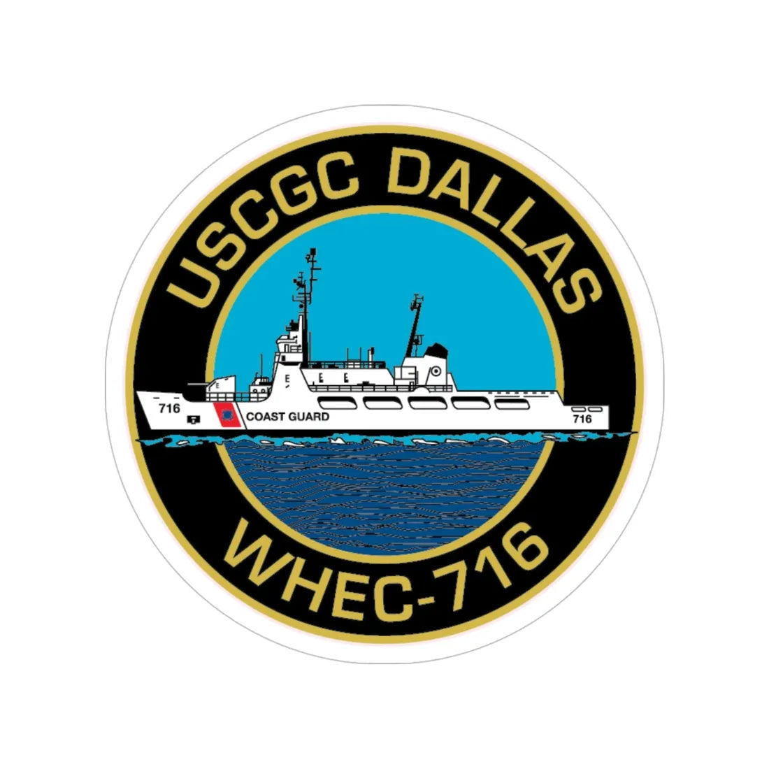 USCGC Dallas WHEC 716 2 (U.S. Coast Guard) Transparent STICKER Die-Cut Vinyl Decal 4 Inch - The Sticker Space