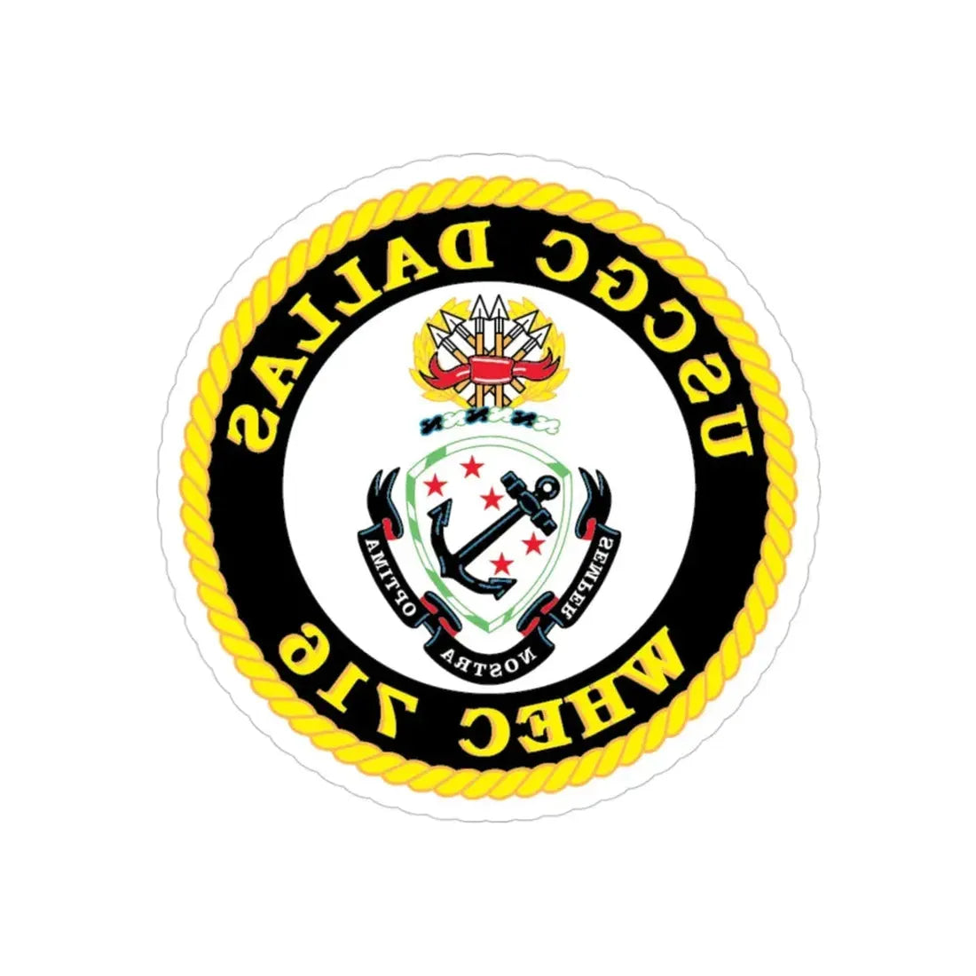 USCGC Dallas WHEC 716 (U.S. Coast Guard) REVERSE PRINT Transparent Die-Cut STICKER 3 Inch Die-Cut Transparent - The Sticker Space