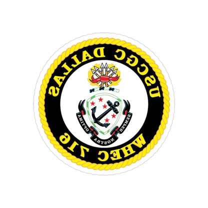 USCGC Dallas WHEC 716 (U.S. Coast Guard) REVERSE PRINT Transparent Die-Cut STICKER 3 Inch Die-Cut Transparent - The Sticker Space