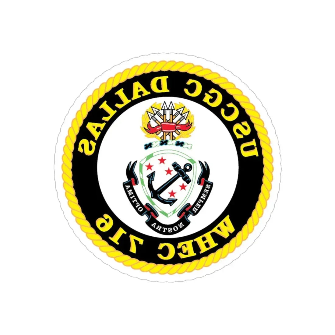 USCGC Dallas WHEC 716 (U.S. Coast Guard) REVERSE PRINT Transparent Die-Cut STICKER 4 Inch Die-Cut Transparent - The Sticker Space