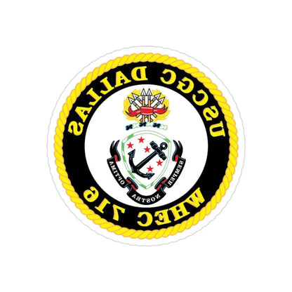 USCGC Dallas WHEC 716 (U.S. Coast Guard) REVERSE PRINT Transparent Die-Cut STICKER 4 Inch Die-Cut Transparent - The Sticker Space