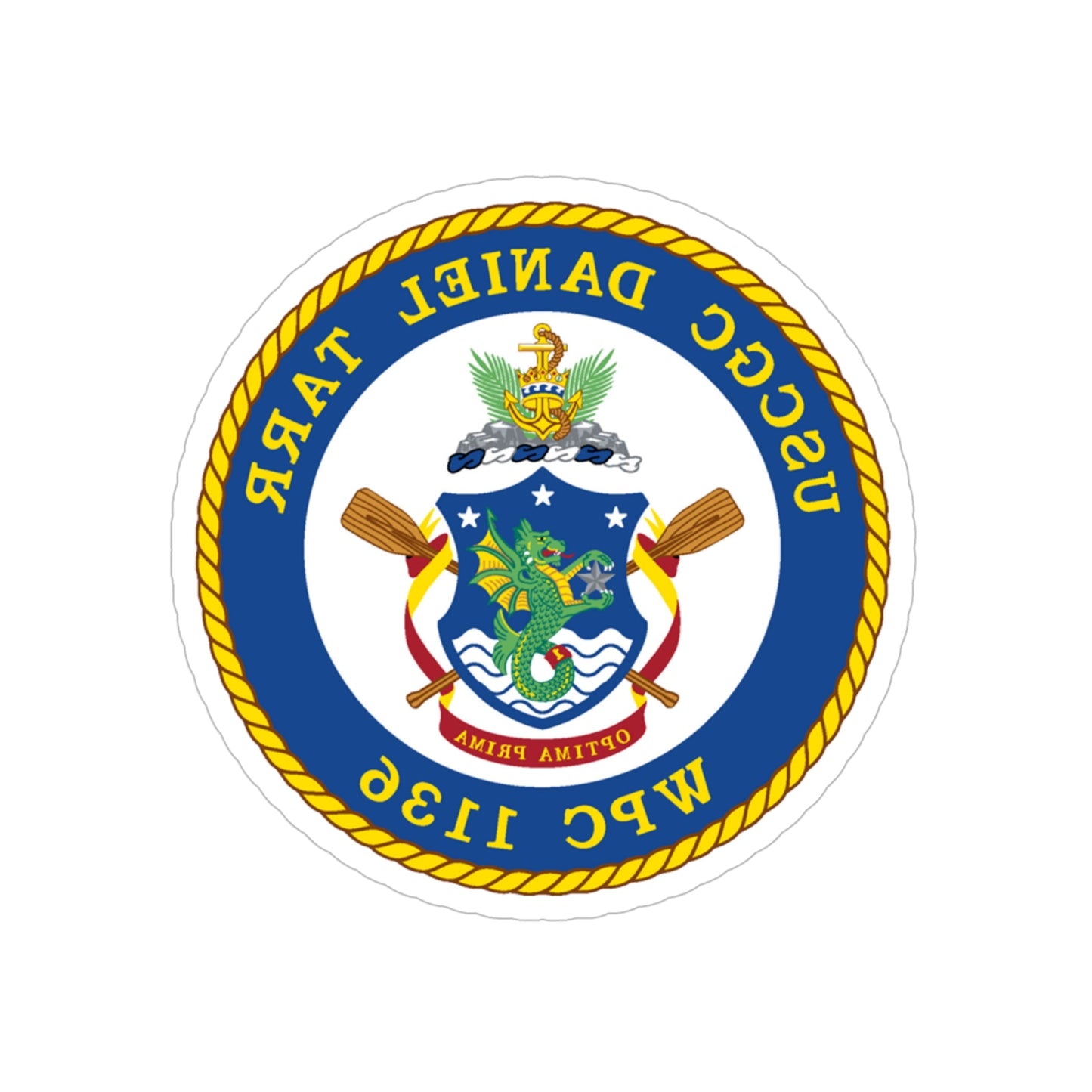 USCGC Daniel Tarr WPC 1136 (U.S. Coast Guard) REVERSE PRINT Transparent STICKER-5" × 5"-The Sticker Space