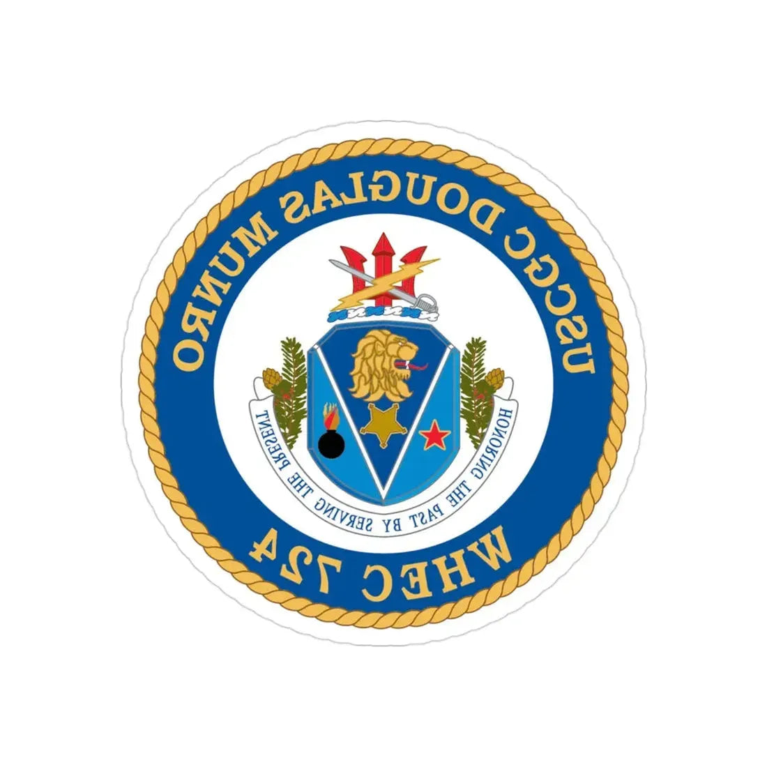 USCGC Douglas Munro (U.S. Coast Guard) REVERSE PRINT Transparent Die-Cut STICKER 3 Inch Die-Cut Transparent - The Sticker Space