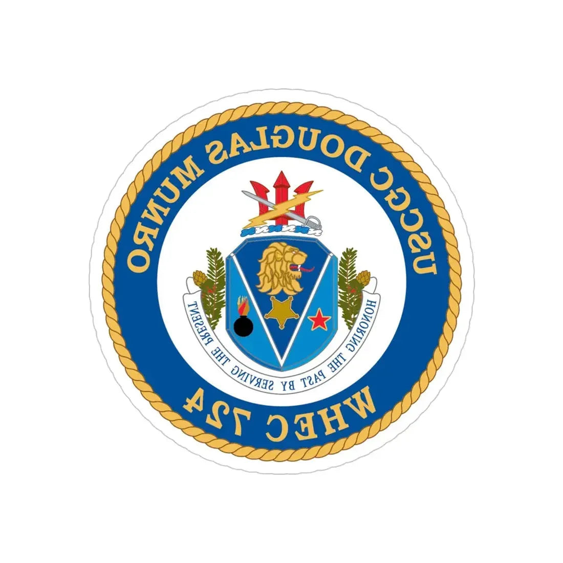 USCGC Douglas Munro (U.S. Coast Guard) REVERSE PRINT Transparent Die-Cut STICKER 4 Inch Die-Cut Transparent - The Sticker Space