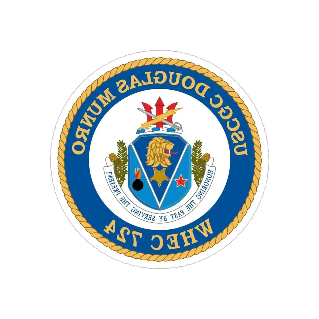 USCGC Douglas Munro (U.S. Coast Guard) REVERSE PRINT Transparent Die-Cut STICKER 5 Inch Die-Cut Transparent - The Sticker Space