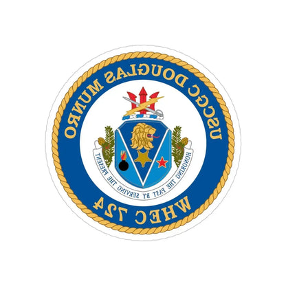 USCGC Douglas Munro (U.S. Coast Guard) REVERSE PRINT Transparent Die-Cut STICKER 5 Inch Die-Cut Transparent - The Sticker Space