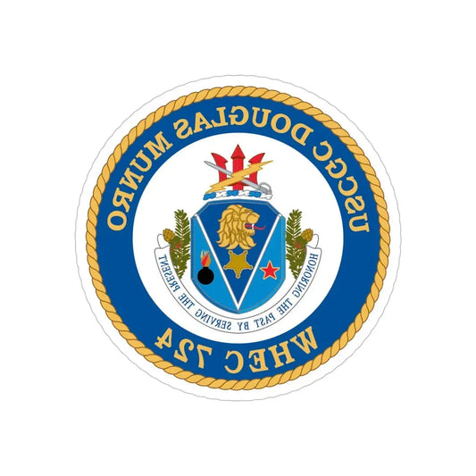 USCGC Douglas Munro (U.S. Coast Guard) REVERSE PRINT Transparent Die-Cut STICKER 6 Inch Die-Cut Transparent - The Sticker Space