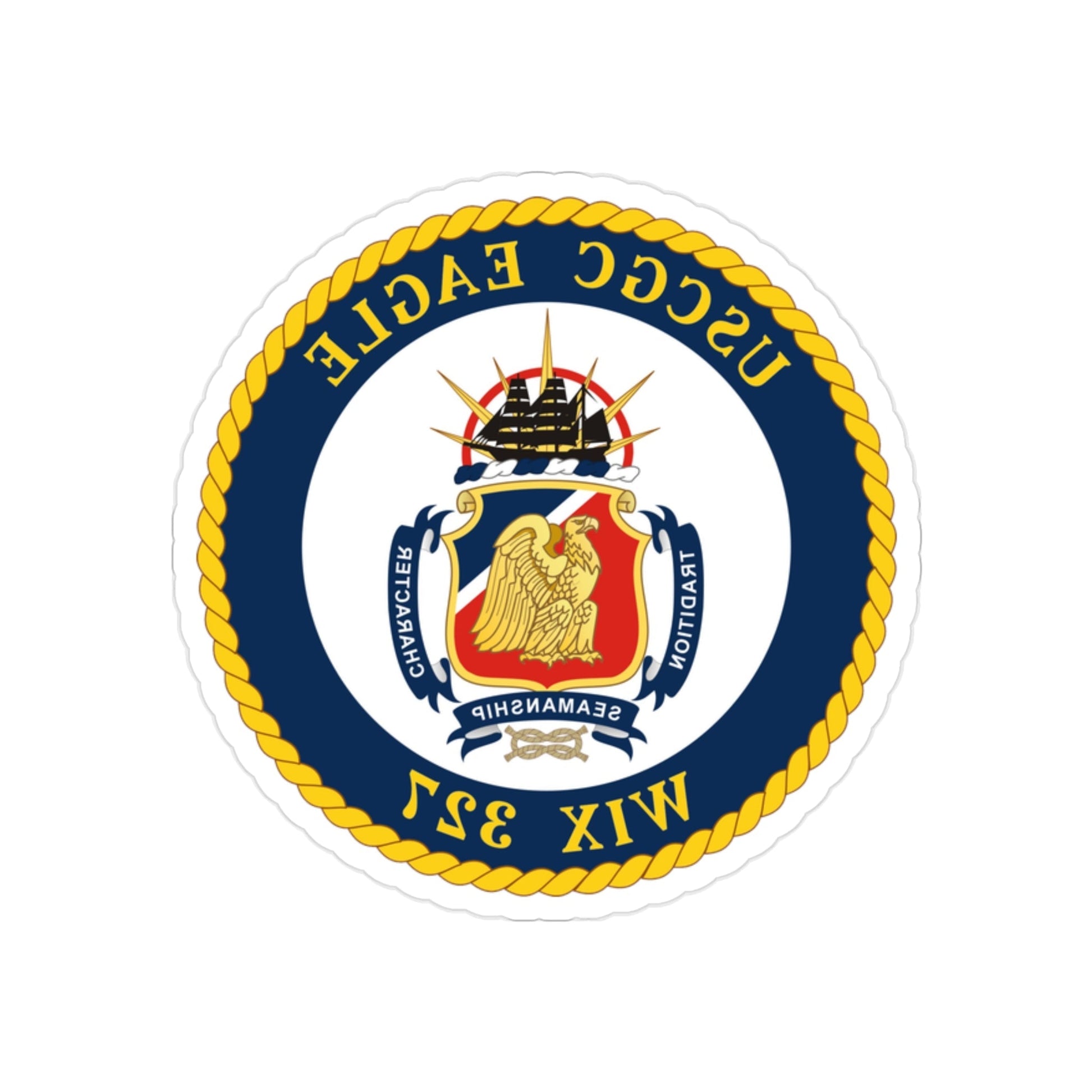 USCGC Eagle WIX 327 (U.S. Coast Guard) REVERSE PRINT Transparent STICKER-2 Inch-The Sticker Space