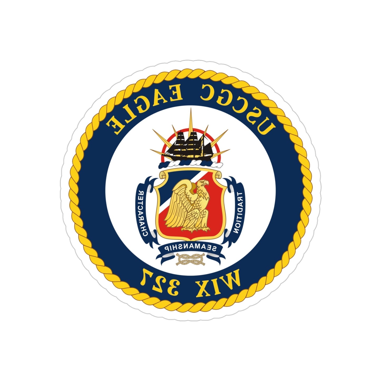 USCGC Eagle WIX 327 (U.S. Coast Guard) REVERSE PRINT Transparent STICKER-4 Inch-The Sticker Space