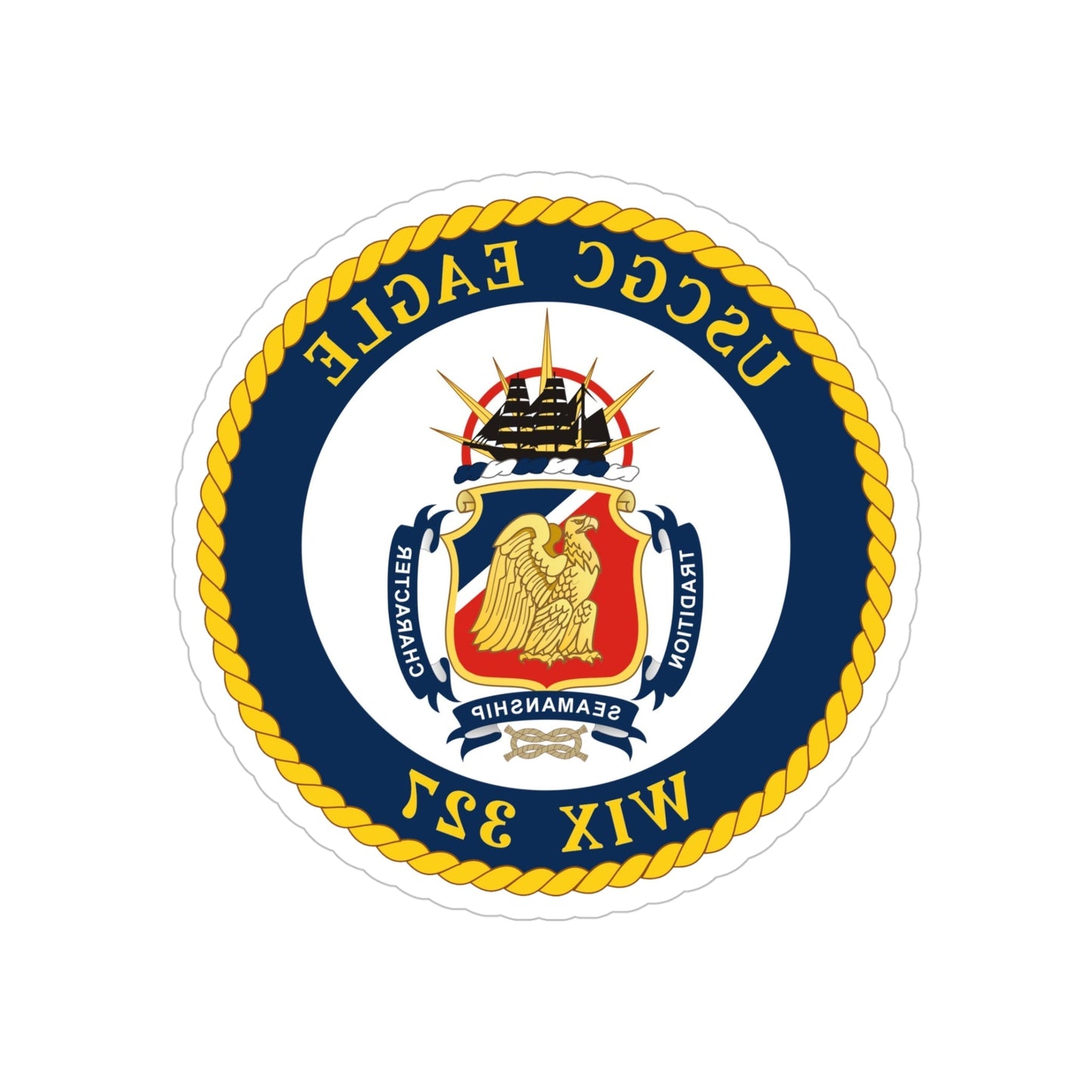 USCGC Eagle WIX 327 (U.S. Coast Guard) REVERSE PRINT Transparent STICKER-5 Inch-The Sticker Space