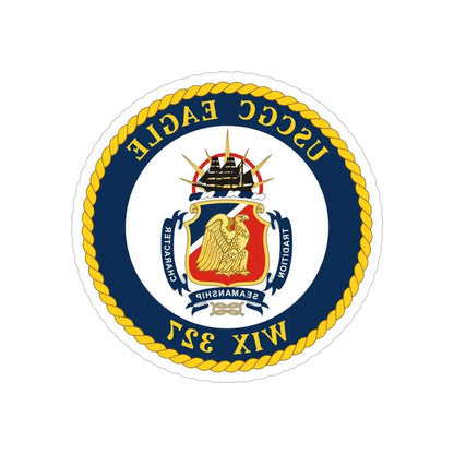 USCGC Eagle WIX 327 (U.S. Coast Guard) REVERSE PRINT Transparent Die-Cut STICKER 4 Inch Die-Cut Transparent - The Sticker Space