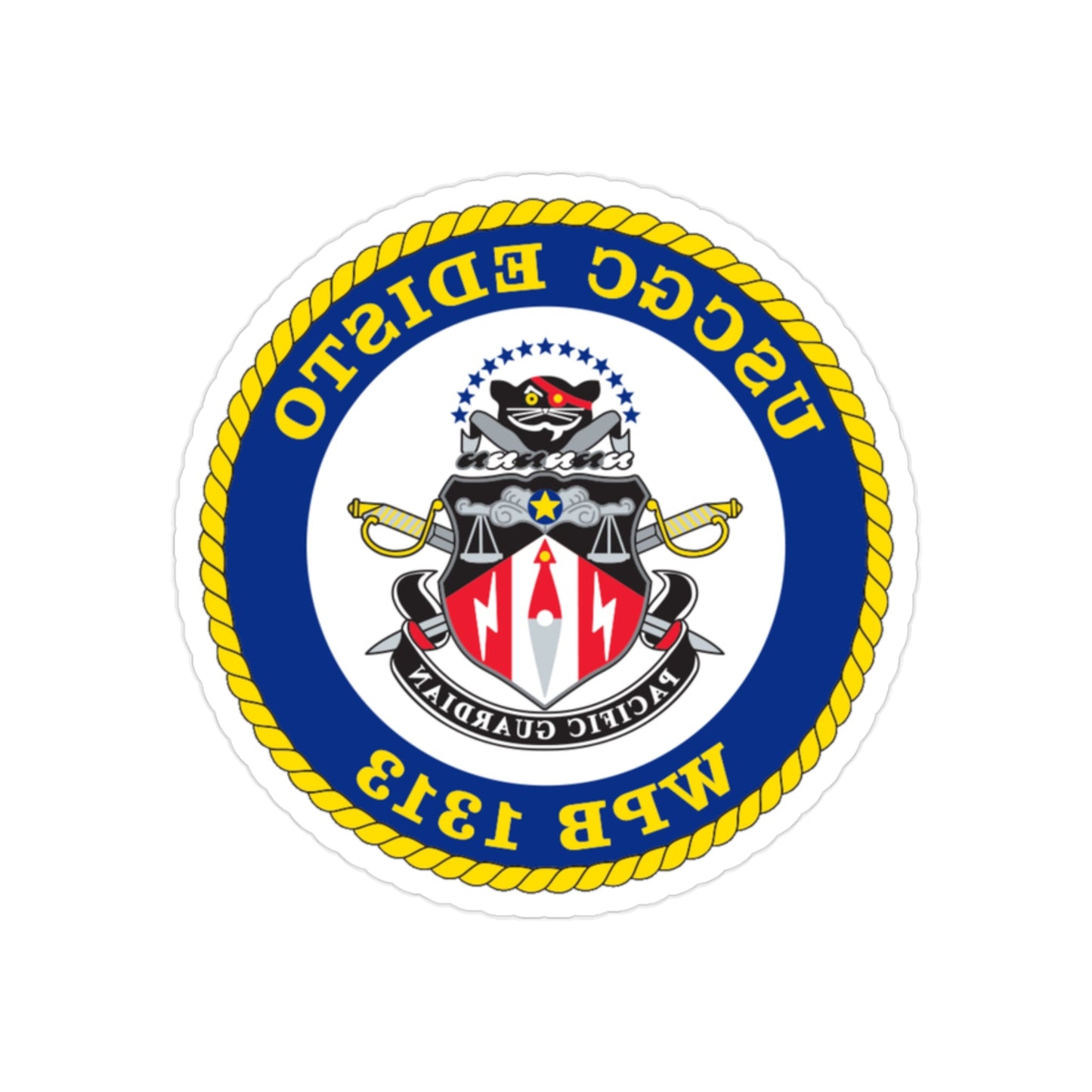 USCGC Edisto WPB 1313 (U.S. Coast Guard) REVERSE PRINT Transparent STICKER-2" × 2"-The Sticker Space