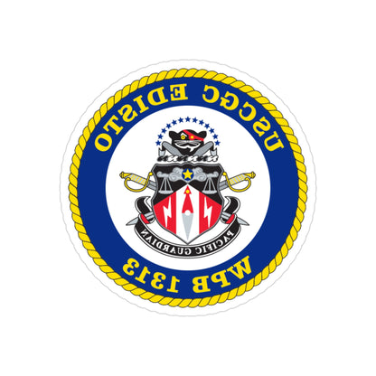 USCGC Edisto WPB 1313 (U.S. Coast Guard) REVERSE PRINT Transparent STICKER-3" × 3"-The Sticker Space