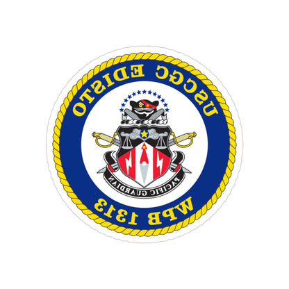 USCGC Edisto WPB 1313 (U.S. Coast Guard) REVERSE PRINT Transparent STICKER-4" × 4"-The Sticker Space