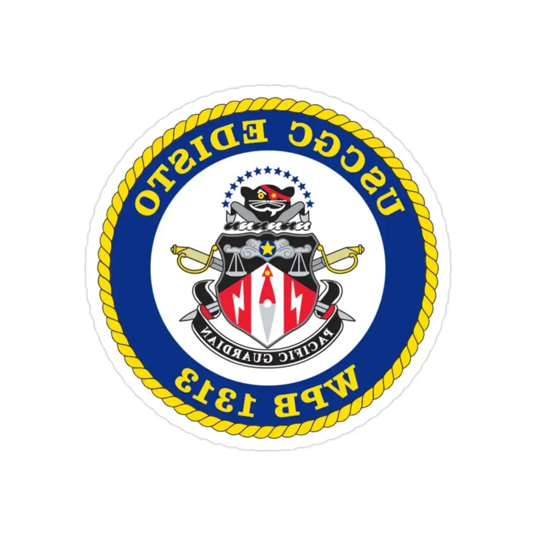 USCGC Edisto WPB 1313 (U.S. Coast Guard) REVERSE PRINT Transparent Die-Cut STICKER 2 Inch Die-Cut Transparent - The Sticker Space