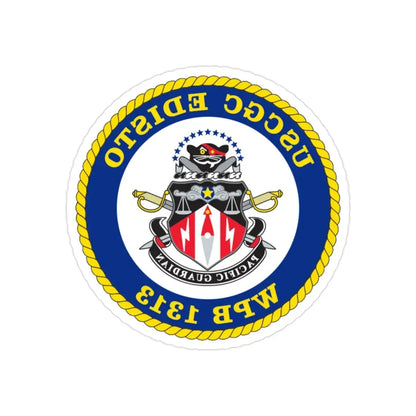 USCGC Edisto WPB 1313 (U.S. Coast Guard) REVERSE PRINT Transparent Die-Cut STICKER 2 Inch Die-Cut Transparent - The Sticker Space