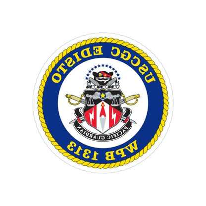USCGC Edisto WPB 1313 (U.S. Coast Guard) REVERSE PRINT Transparent Die-Cut STICKER 3 Inch Die-Cut Transparent - The Sticker Space