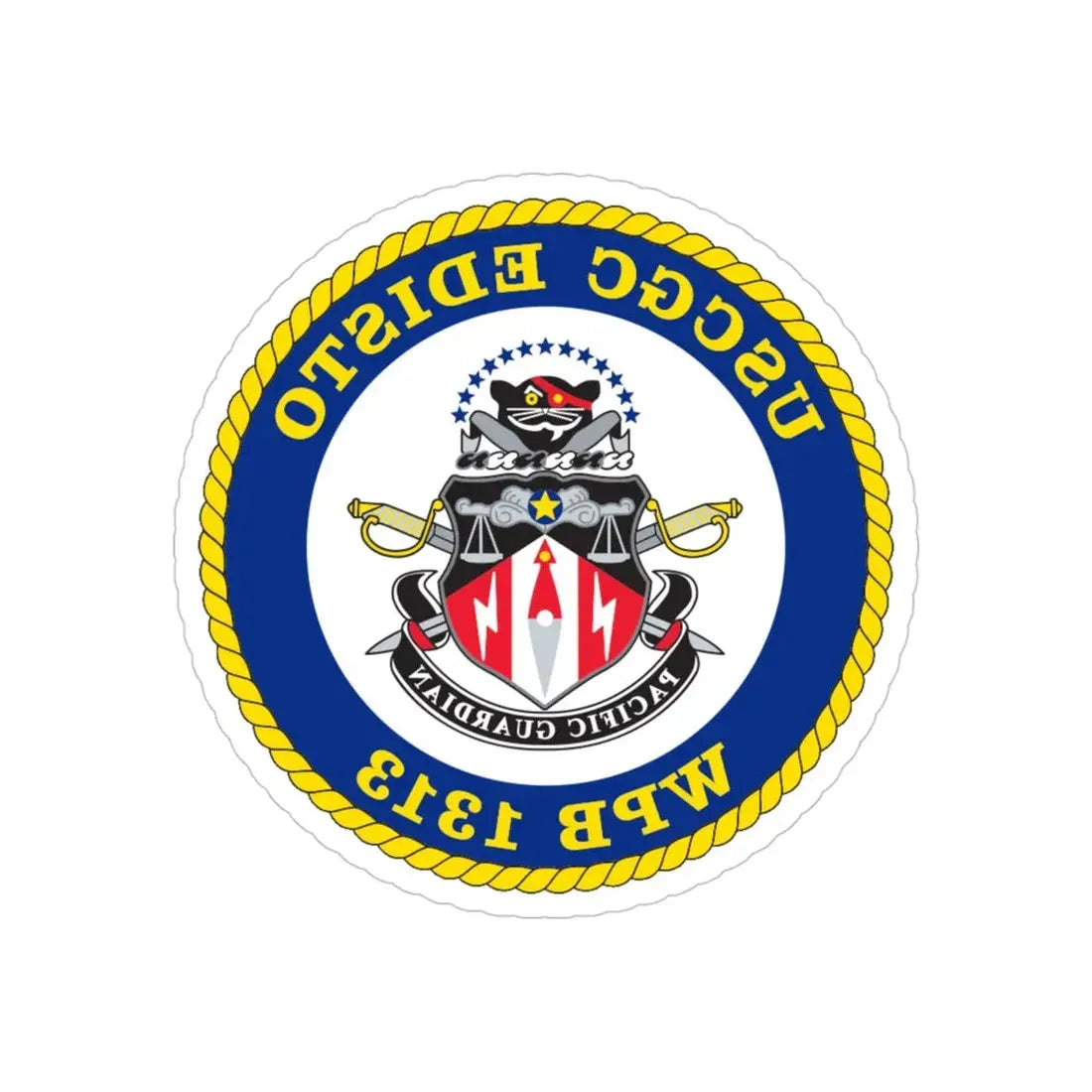 USCGC Edisto WPB 1313 (U.S. Coast Guard) REVERSE PRINT Transparent Die-Cut STICKER 4 Inch Die-Cut Transparent - The Sticker Space