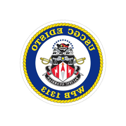 USCGC Edisto WPB 1313 (U.S. Coast Guard) REVERSE PRINT Transparent Die-Cut STICKER 4 Inch Die-Cut Transparent - The Sticker Space