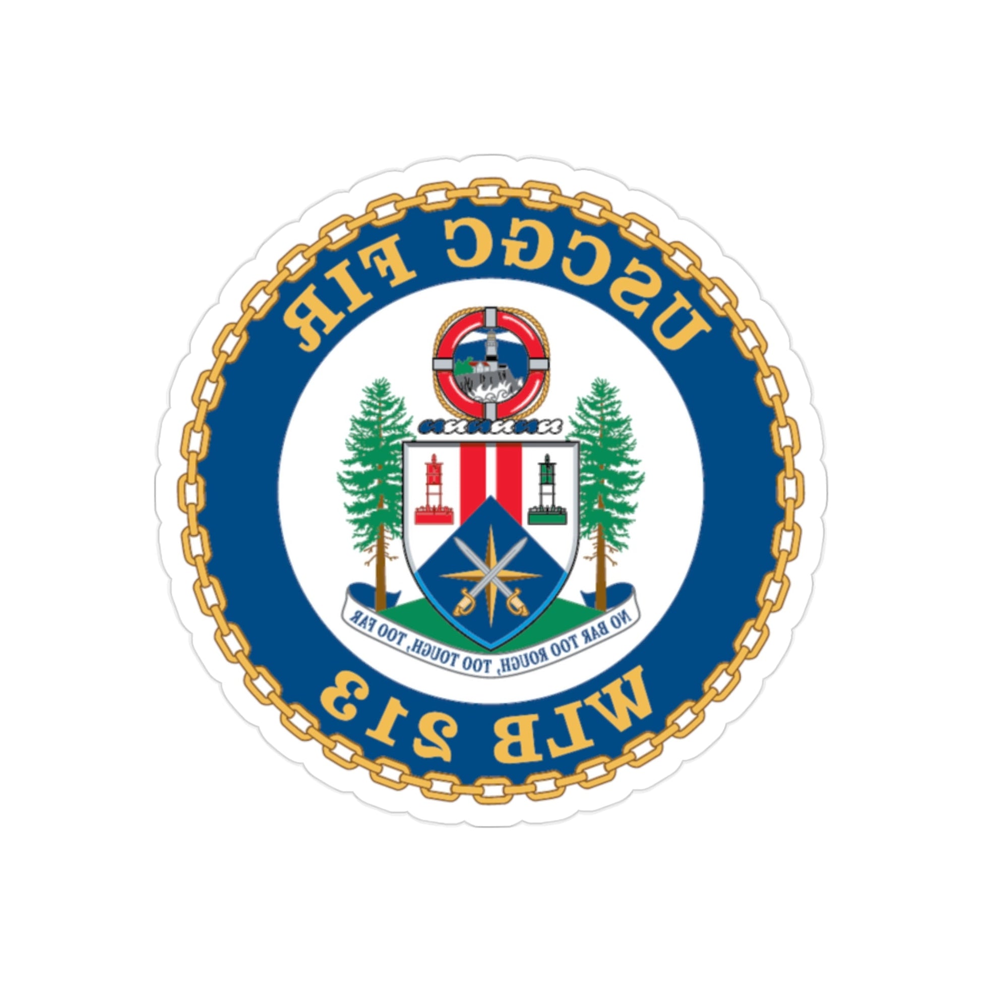 USCGC Fir WLB 213 (U.S. Coast Guard) REVERSE PRINT Transparent STICKER-2" × 2"-The Sticker Space