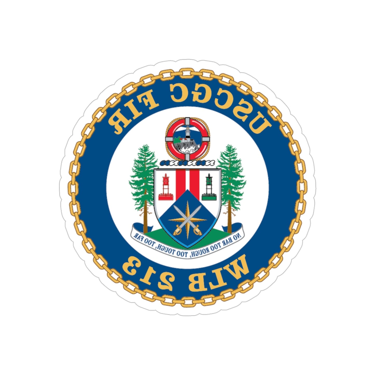 USCGC Fir WLB 213 (U.S. Coast Guard) REVERSE PRINT Transparent STICKER-4" × 4"-The Sticker Space