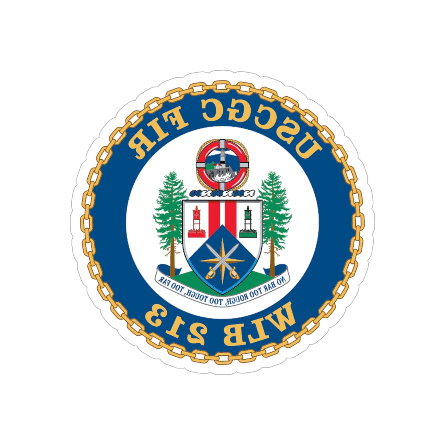 USCGC Fir WLB 213 (U.S. Coast Guard) REVERSE PRINT Transparent STICKER-6" × 6"-The Sticker Space