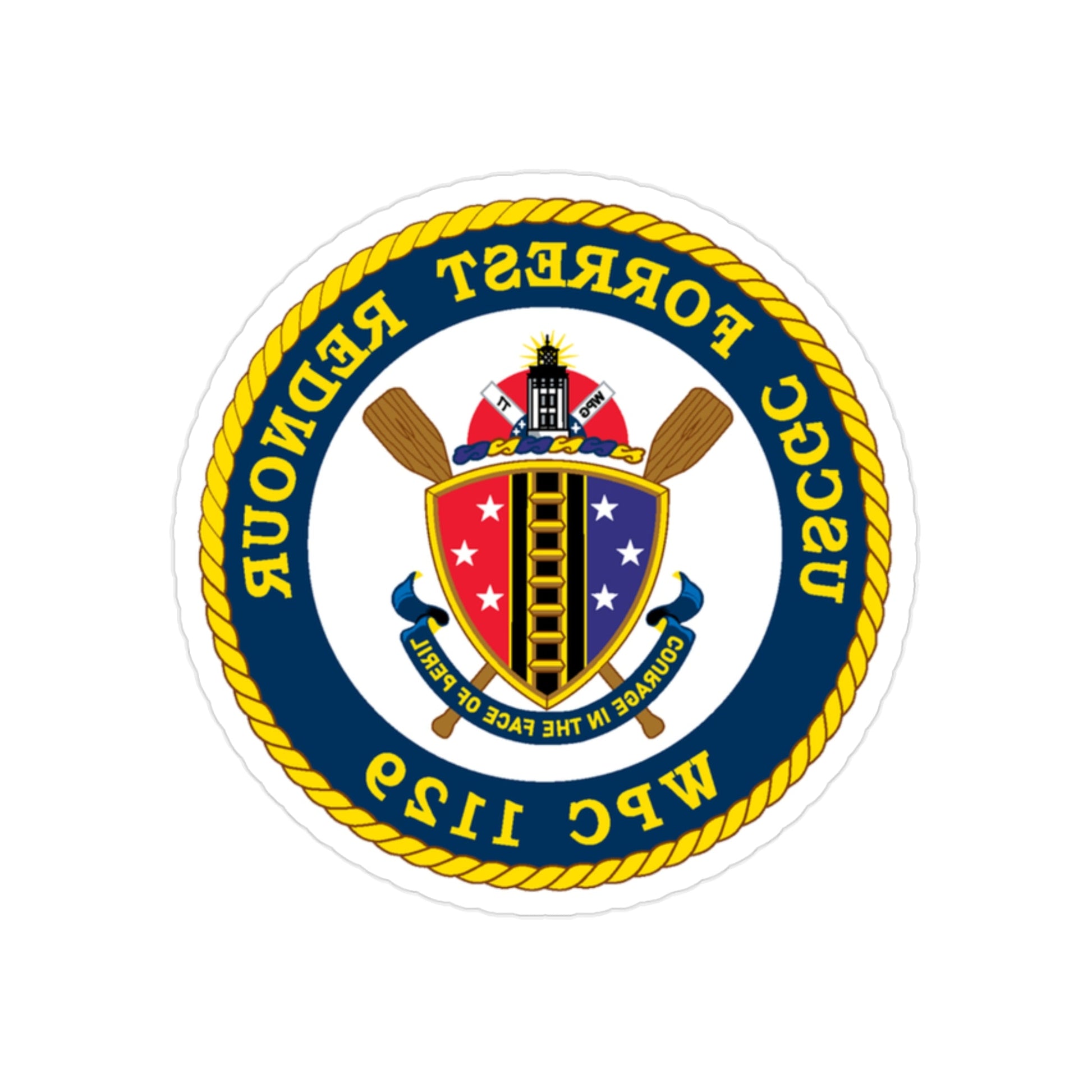 USCGC Forrest Rednour WPC 1129 (U.S. Coast Guard) REVERSE PRINT Transparent STICKER-2" × 2"-The Sticker Space