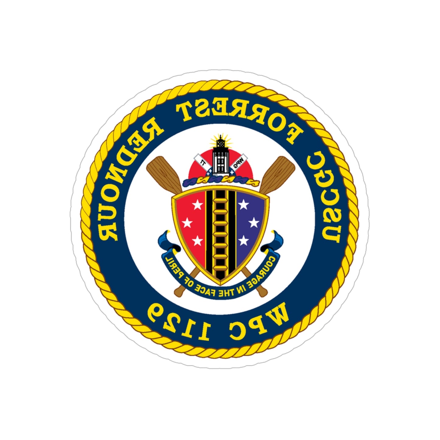 USCGC Forrest Rednour WPC 1129 (U.S. Coast Guard) REVERSE PRINT Transparent STICKER-6" × 6"-The Sticker Space