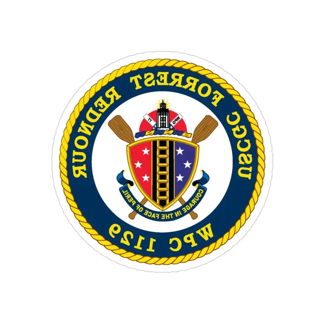 USCGC Forrest Rednour WPC 1129 (U.S. Coast Guard) REVERSE PRINT Transparent Die-Cut STICKER 3 Inch Die-Cut Transparent - The Sticker Space