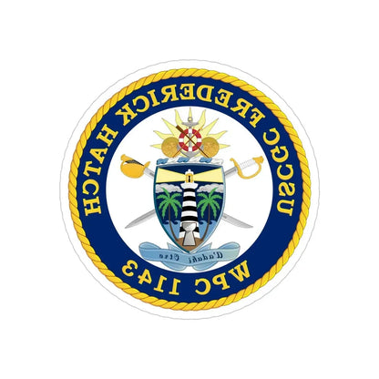 USCGC Frederick Hatch WPC 1143 (U.S. Coast Guard) REVERSE PRINT Transparent Die-Cut STICKER 5 Inch Die-Cut Transparent - The Sticker Space