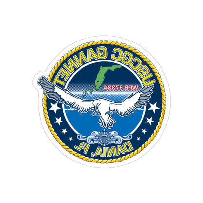 USCGC Gannet Dania FL (U.S. Coast Guard) REVERSE PRINT Transparent STICKER-4" × 4"-The Sticker Space