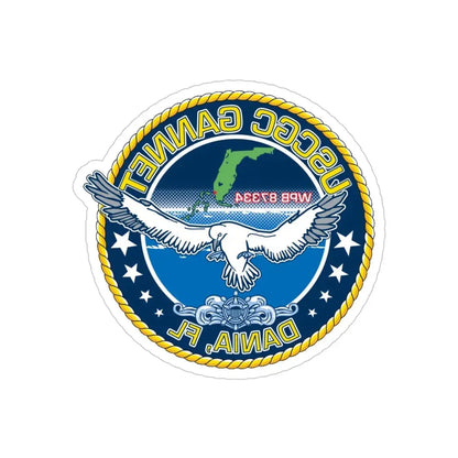 USCGC Gannet Dania FL (U.S. Coast Guard) REVERSE PRINT Transparent Die-Cut STICKER 5 Inch Die-Cut Transparent - The Sticker Space