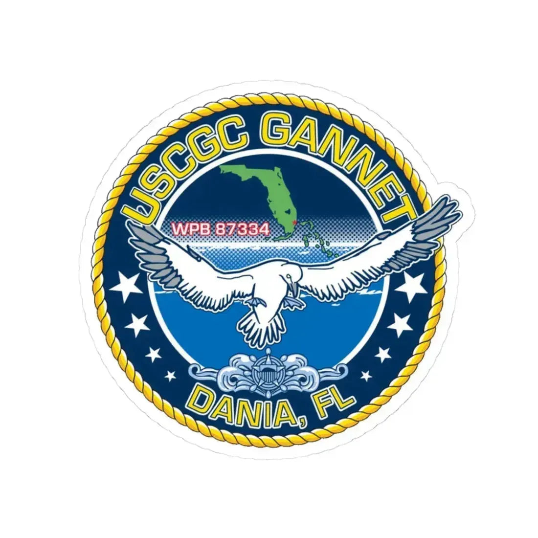 USCGC Gannet Dania FL (U.S. Coast Guard) STICKER Vinyl Kiss-Cut Decal 3 Inch White - The Sticker Space