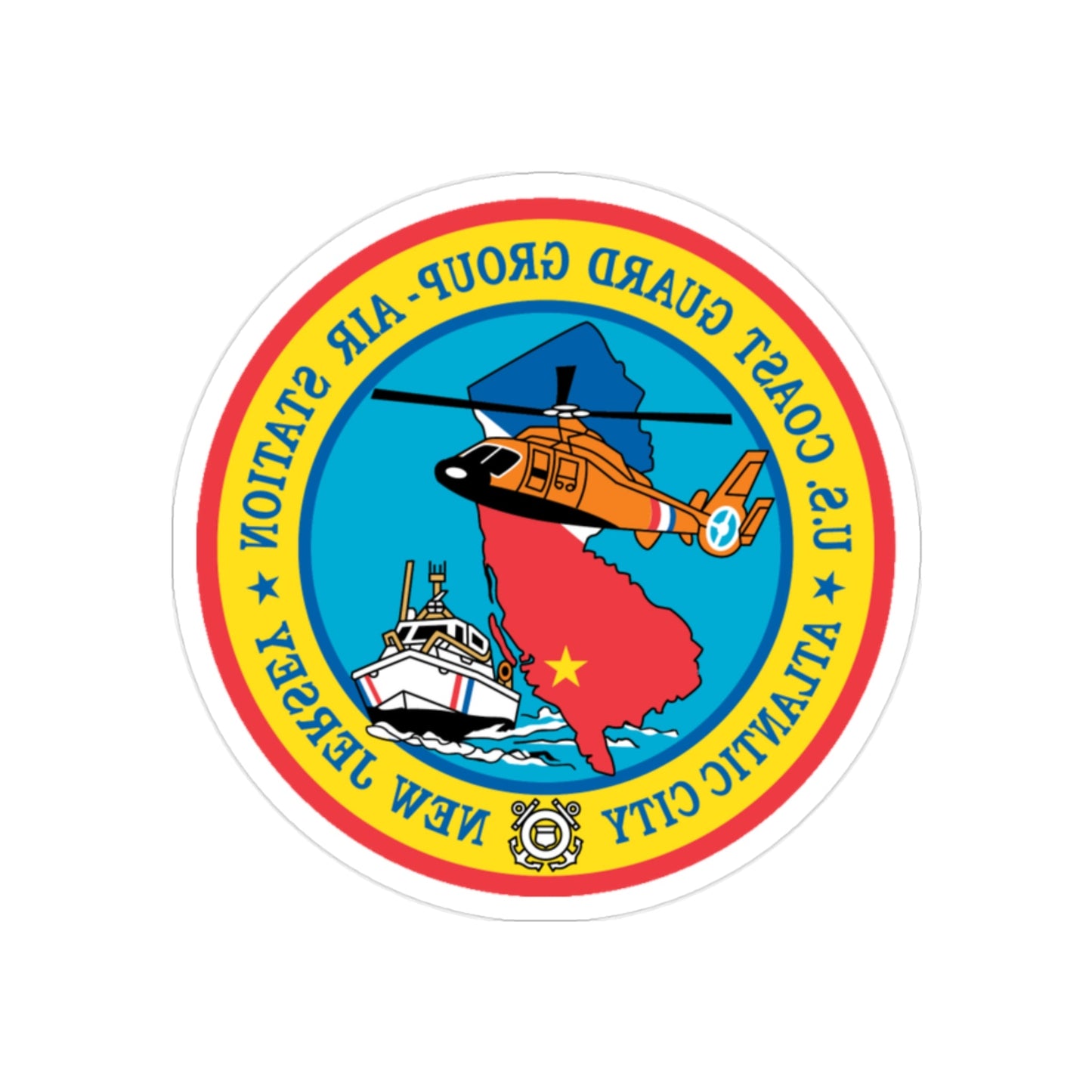 USCGC Group Air Station Atlantic City NJ (U.S. Coast Guard) REVERSE PRINT Transparent STICKER-2" × 2"-The Sticker Space