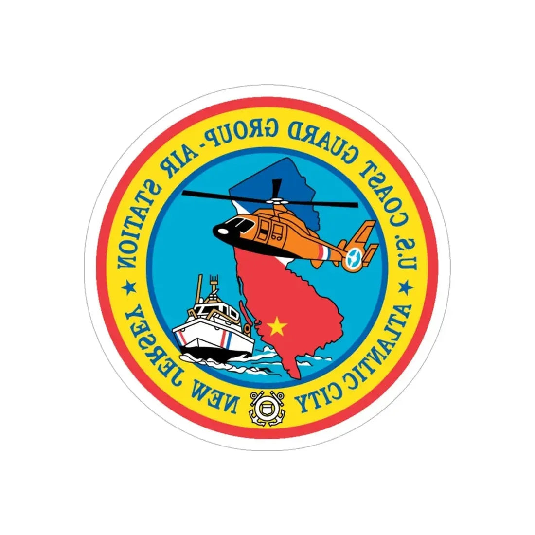USCGC Group Air Station Atlantic City NJ (U.S. Coast Guard) REVERSE PRINT Transparent Die-Cut STICKER 6 Inch Die-Cut Transparent - The Sticker Space
