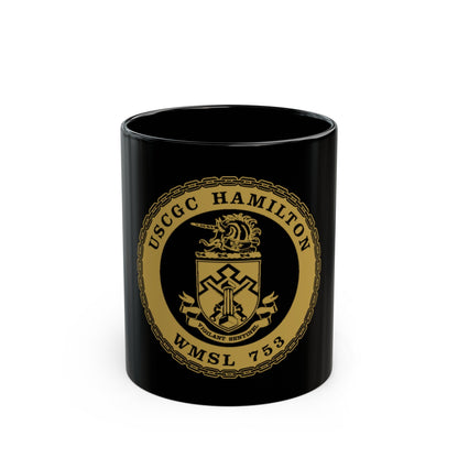 USCGC Hamilton WMSL 753 GOLD (U.S. Coast Guard) Black Coffee Mug-11oz-The Sticker Space