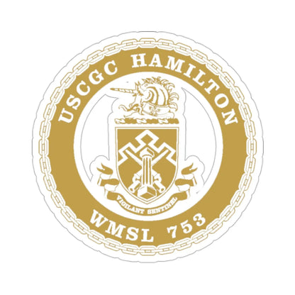 USCGC Hamilton WMSL 753 GOLD (U.S. Coast Guard) STICKER Vinyl Die-Cut Decal 2 Inch - The Sticker Space