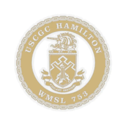 USCGC Hamilton WMSL 753 GOLD (U.S. Coast Guard) STICKER Vinyl Kiss-Cut Decal 2 Inch Transparent - The Sticker Space