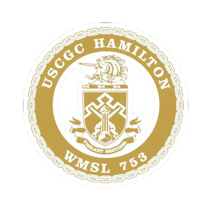 USCGC Hamilton WMSL 753 GOLD (U.S. Coast Guard) STICKER Vinyl Kiss-Cut Decal 2 Inch White - The Sticker Space