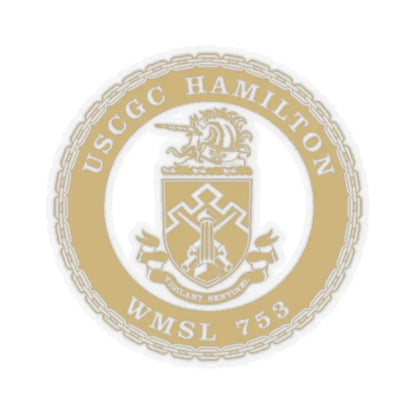 USCGC Hamilton WMSL 753 GOLD (U.S. Coast Guard) STICKER Vinyl Kiss-Cut Decal 4 Inch Transparent - The Sticker Space