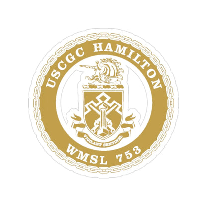 USCGC Hamilton WMSL 753 GOLD (U.S. Coast Guard) Transparent STICKER Die-Cut Vinyl Decal 2 Inch - The Sticker Space