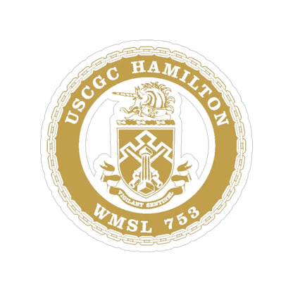 USCGC Hamilton WMSL 753 GOLD (U.S. Coast Guard) Transparent STICKER Die-Cut Vinyl Decal 6 Inch - The Sticker Space